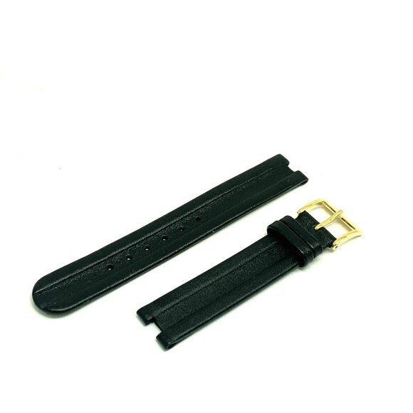 Rado Watch Replacement Band Black Leather Strap 15mm Notched Lug Gold Buckle - Picture 4 of 8